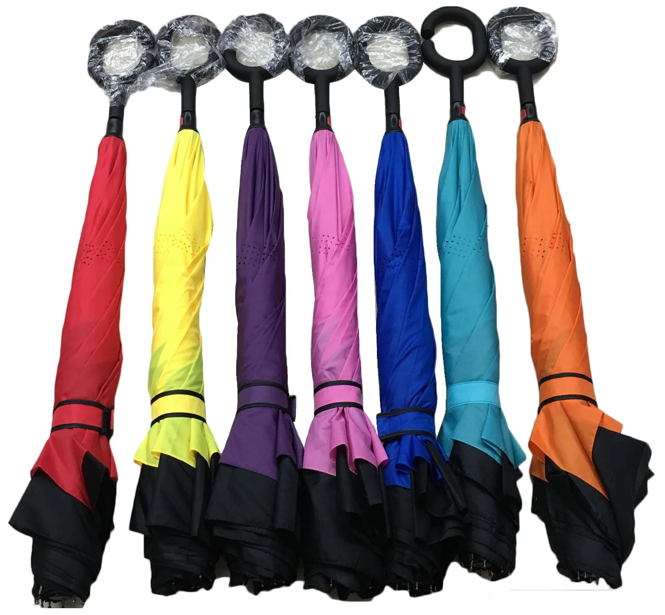 Custom logo colorful auto umbrella automatic custom logo printing reverse umbrella for car with push button open and close