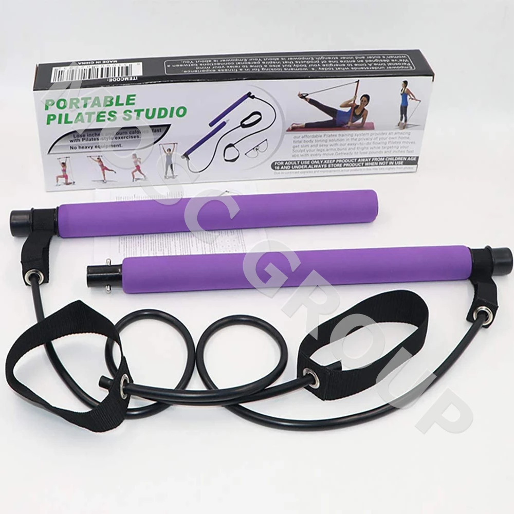 Factory direct selling Pilates Exercise Resistance Band Portable Yoga Bar Kit Gym Stick Home Muscle Training Bar