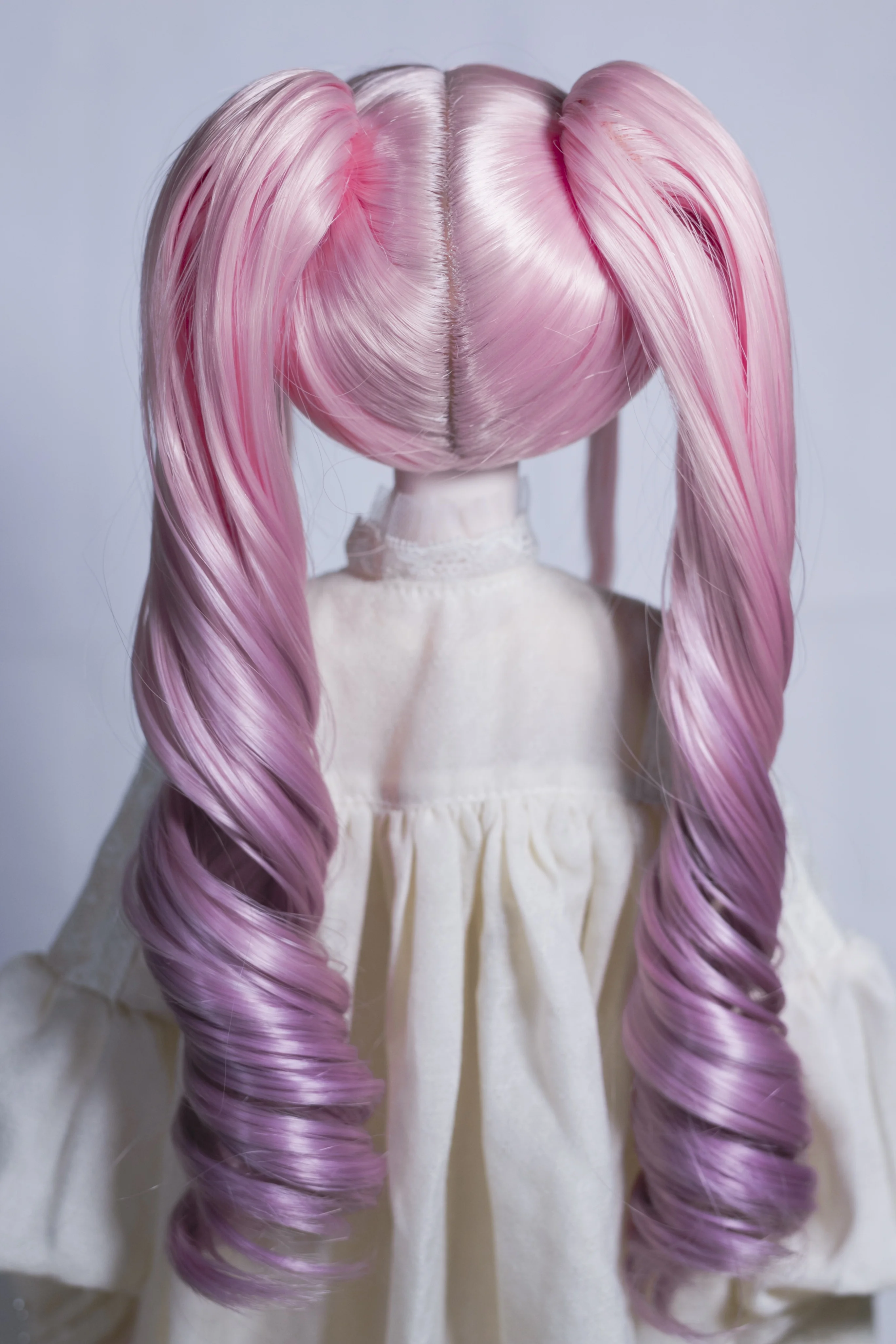 Heat Resistant Fiber Doll Wigs 1/3 1/4 1/6 8-9 inch 7-8' 6-7' Customize BJD SD Hair For Dollfie DIY Tress Pigtails Pink Purple