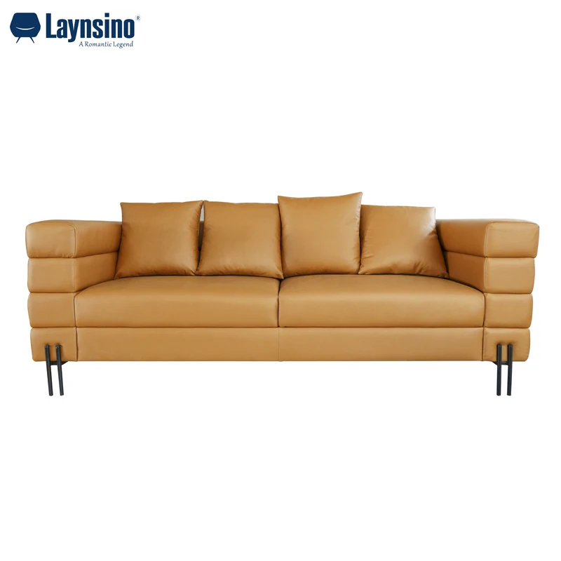 Living Room Furniture Modular Sectional Design Modern Home Hotel Lobby Waiting Room Brown 3 Seater Leather Sofa