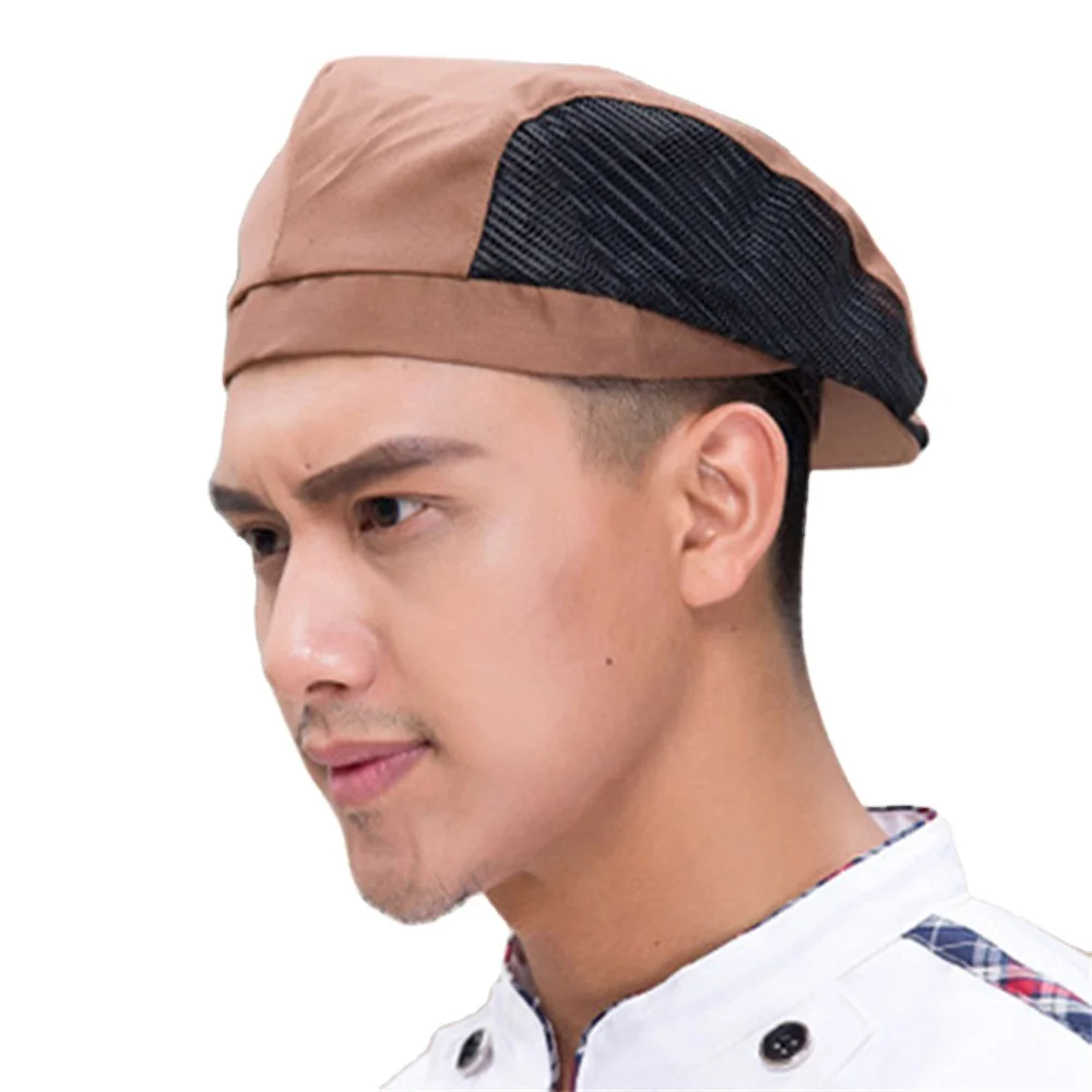 Oem Custom High Quality Cotton Adjustable Strap Mesh Top Skull Chef Hat With Piping