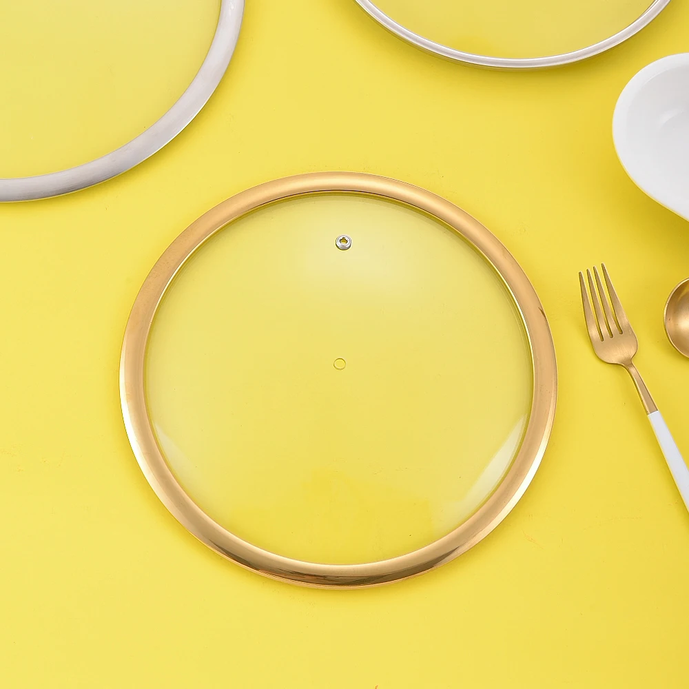 Unique Design Hot Sale Square Tempered Glass Pan Cover With Handle Aluminum Pan Oval Glass Cover