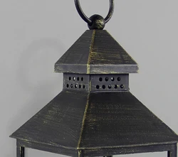 Home Garden Outdoor Decor Festival Bronze Candlestick Holder Gold Brushing Battery Operated Plastic Lantern with LED Candle