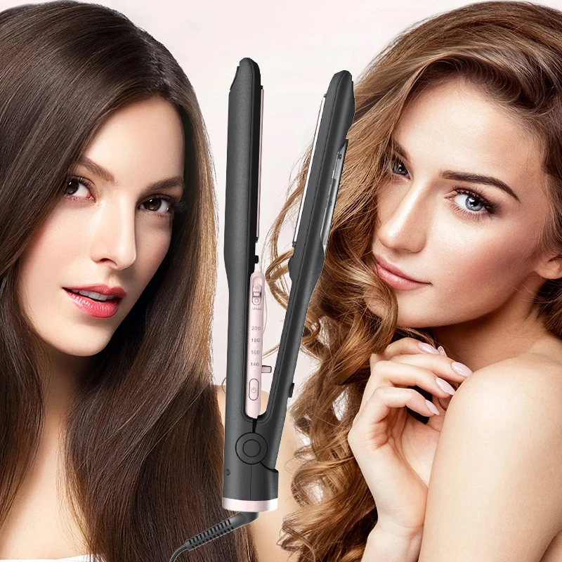 Portable Mini Professional Ceramic Steampod Hair Straightener & Curler 2 In 1 Flat Iron Hair Straightener