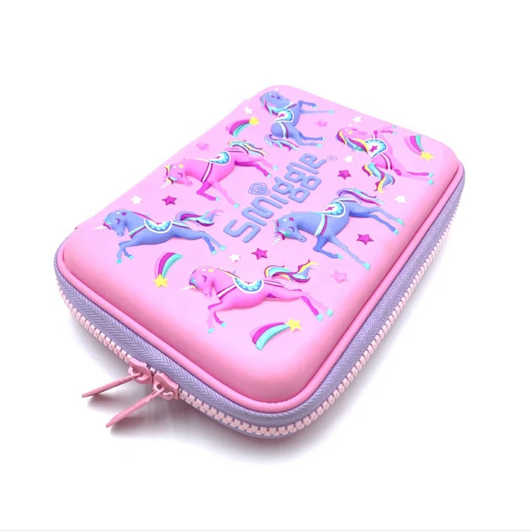 Double Zip Eva Artists Sublimation Large Unicorn Cute Leather School Children Custom Logo Pencil Bags For Girls