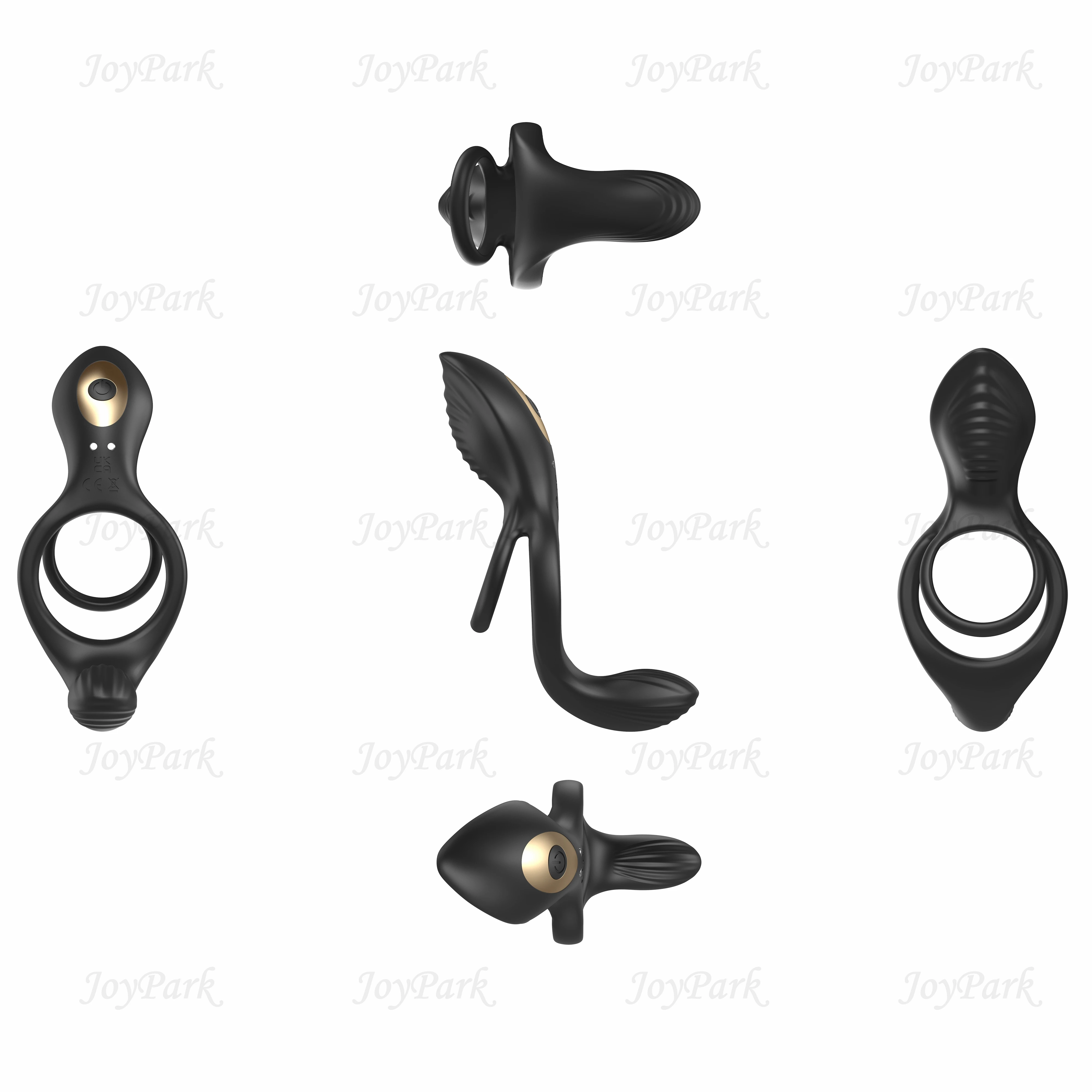 JoyPark Dual Motor Silicone Double Penis Ring Lock Couple Shock Penile Mens Masturbate Remote Control APP Vibrating Ring for Men