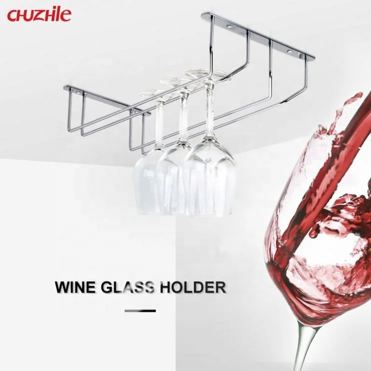 Hanging Double Row Goblet Wine Glass Holder Rack Red Wine Stemware Storage Metal Iron Rack