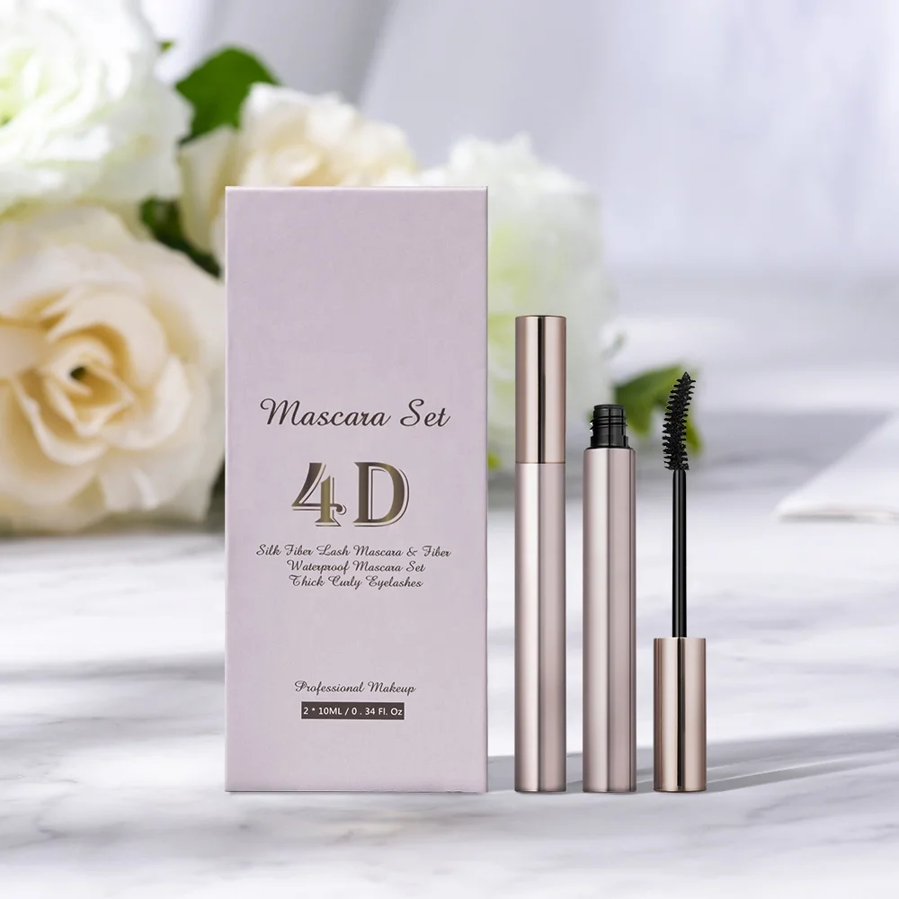 Professional Makeup Mascara Set 4D Silky Fiber Lash Mascara and Fiber Waterproof Mascara Kit Liquid Maskara Waterproof 2~3years