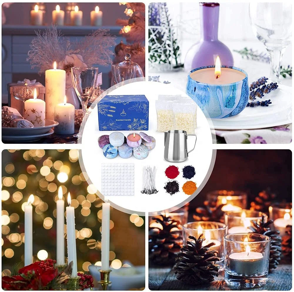 OEM Fragrance Oil Dyes Wicks Bees Wax Scented Beginner Kid Adults Christmas DIY Gift Supplies Candle Making DIY Craft Gift Kits