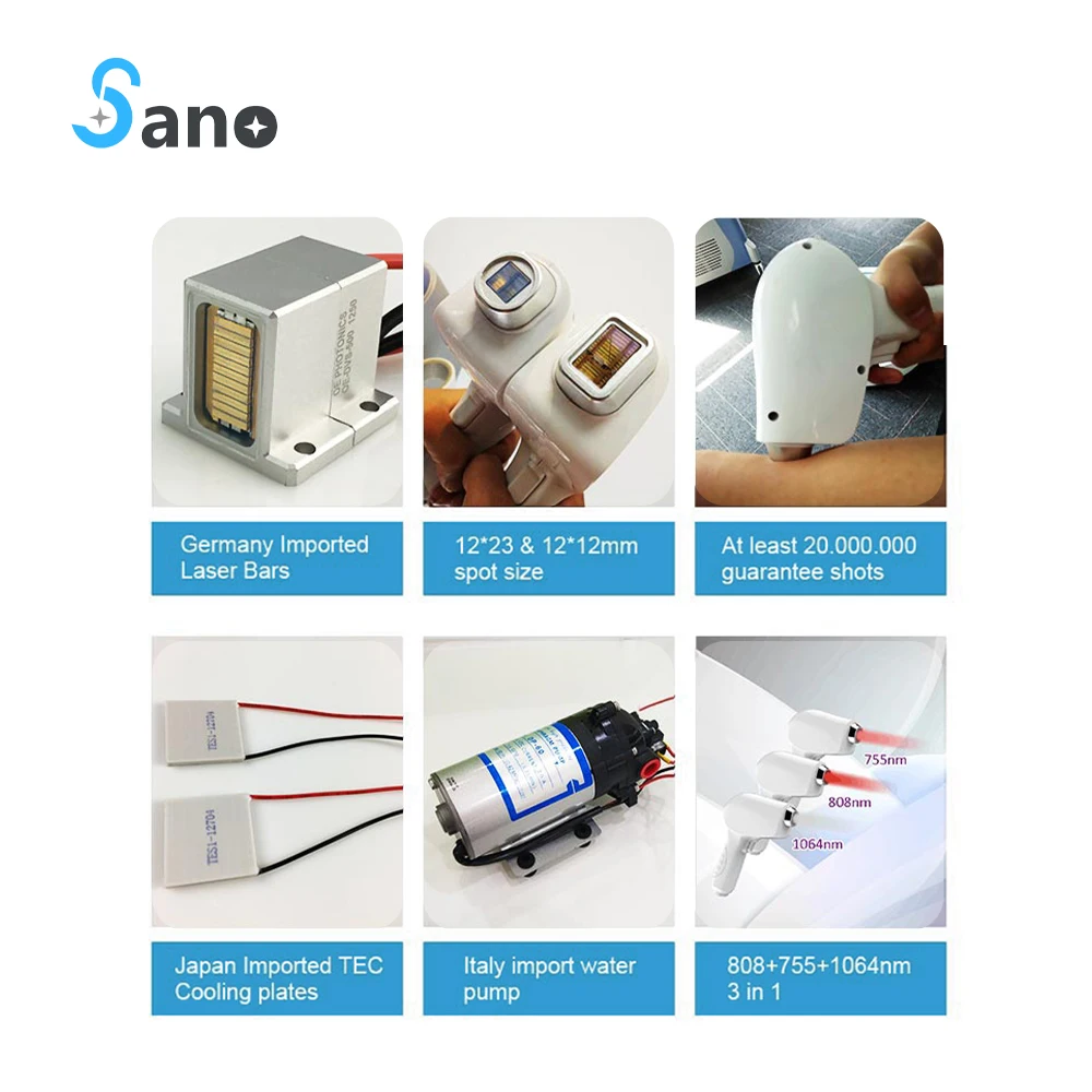 Professional High power 10bar laser diode laser diodo 808 / Germany bars 3 wavelength 755 808 1064 diode laser