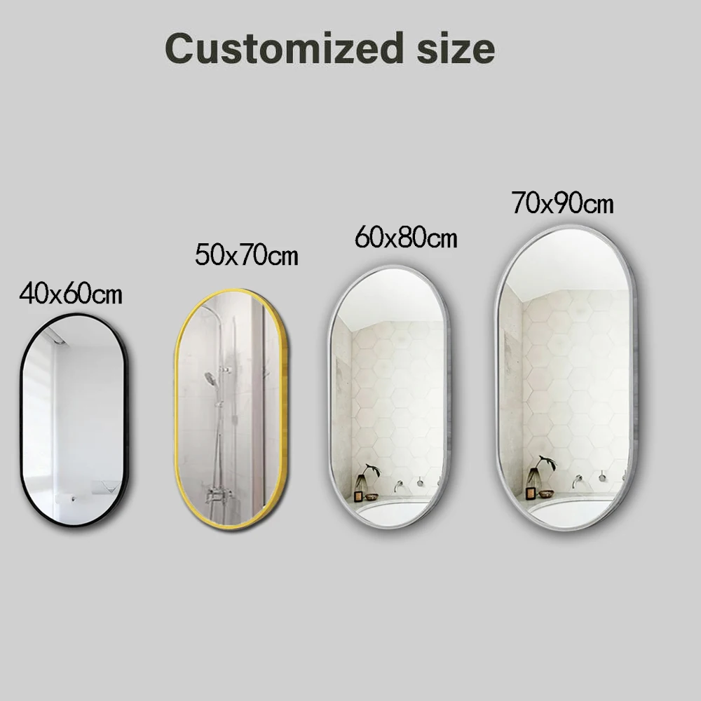 Custom Best Price Bedroom Decor Oval Bathroom Hair Salon Modern Long Stylish Full Barber Personalized Wall Mirrors With Logo