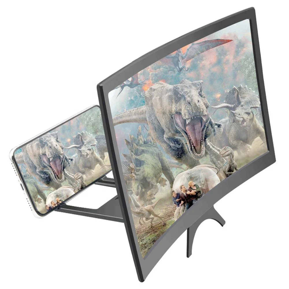 
12 Inch Desktop Folding HD Video Holder Stand 3D Enlarged Curved Mobile Phone Screen Magnifier Amplifier 