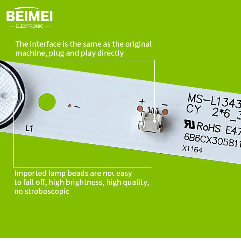 universal 32inch tv backlight hard strip 6 leds(6v) for MS-L1343-v2 L.D32061330-081AS-M MS-L2202 V2 MS-L1343 2pieces/set