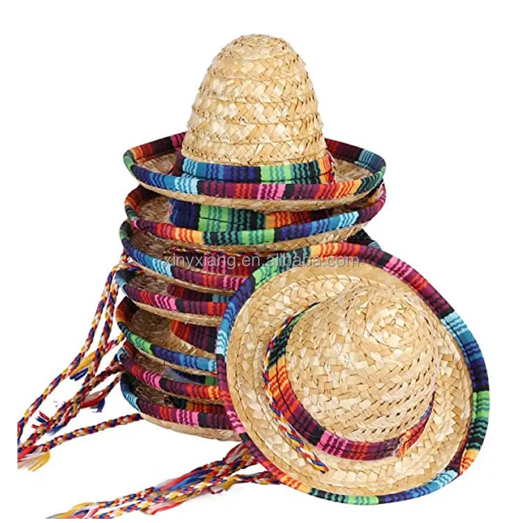 Factory Wholesale Mini Fun Cute Fiesta Straw Hat for Fiesta Carnival Mexican Theme Party Decorations Party Favors
