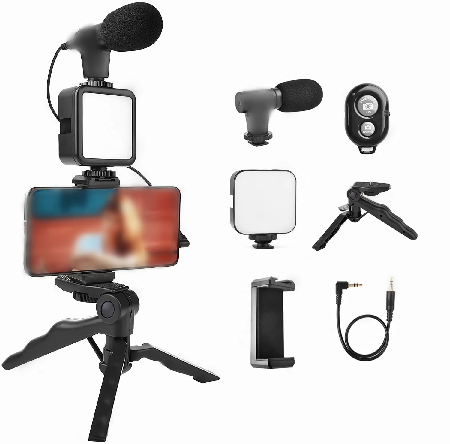 Смартфон Vlogging комплект оборудования Видеозаписи со штативом светодиодное заполняющее освещение для съемки с спуска затвора для камеры телефона Youtube Vlogger комплект