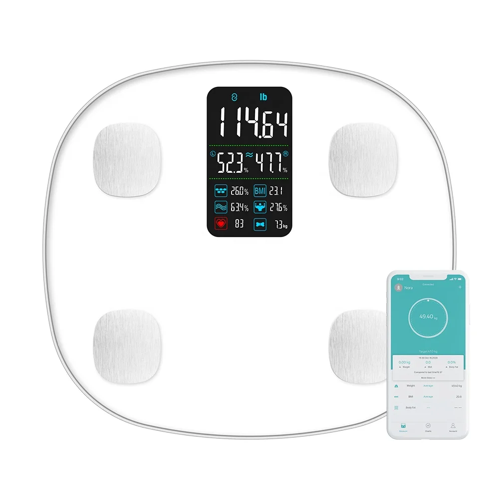 Home Improvement Va Screen Heart Rate Four Electrodes Balance Body Weight Smart Bathroom Body Fat Scale  Digital With App