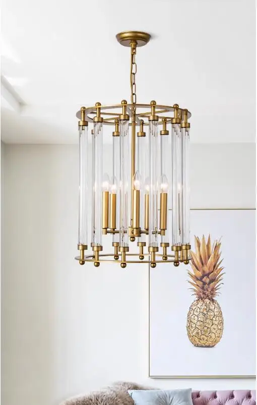 Simig lighting Vintage Rusted Color Wrought Iron Sphere Chandelier Pendant Lighting With Crystal for Restaurant Cage Chandeliers