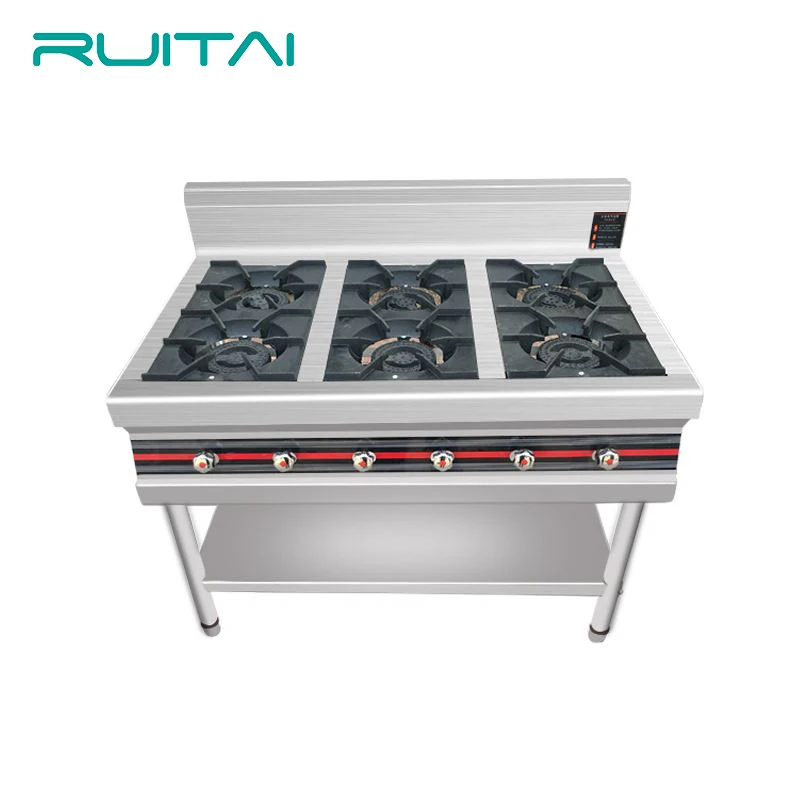 RUITAI Heavy Duty Wholesale Range Restaurant Equipment Kitchen Burner commercial Fast Food gas range 6 burners Gas Stove
