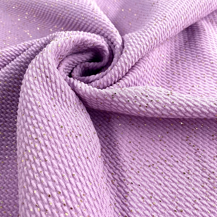 Shimmer Shinny Gold Foil No MOQ Jacquard Knitted Shimmer Bullet Liverpool Fabric by Yard