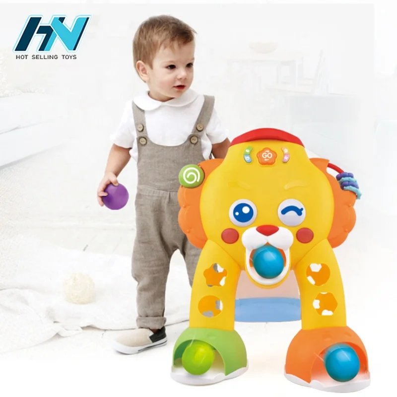 Children early educational cartoon lion shooting ball game machine toys baby games