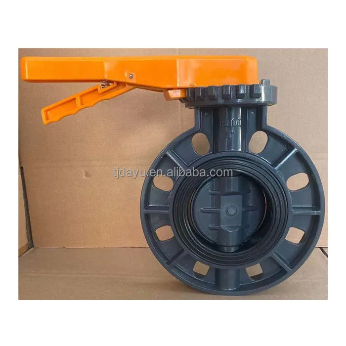 valve manufacturer price 8inch dn200 rotary disk big size lever handle upvc pph wafer grey beige butterfly valve