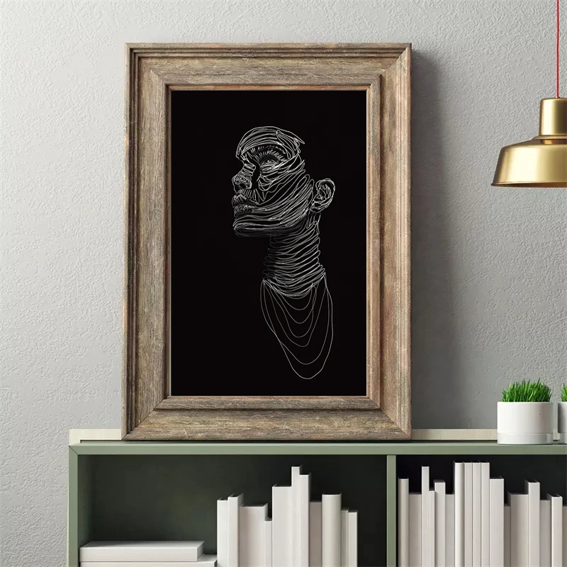 wall art black and white portrait painting For Living Room Wall Modern Decor Woman Hotel Artwork Canvas Oil Painting