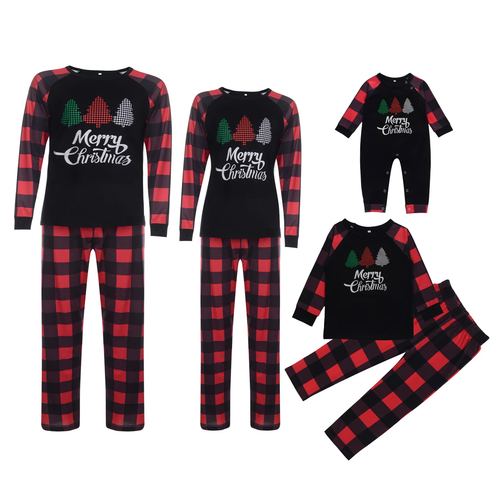 
JYY91912 Christmas tree print matching family sets family matching outfits family Christmas pajamas 