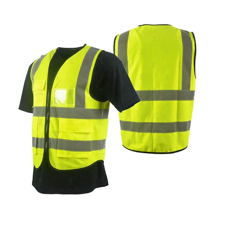 High Visibility Cheap Safety vest Reflector Jacket Reflective Vest Custom Logo with Pockets 120g