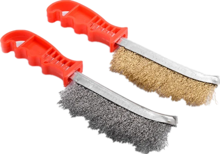 HOTO Carbon Steel Wire Brush with Curved Wood Handle