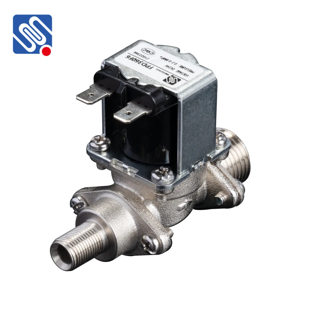 Meishuo FPD360F6 DC12V 24V AC220V Brass Solenoid Valve Normally Closed Solar Water Heater Inlet Valve