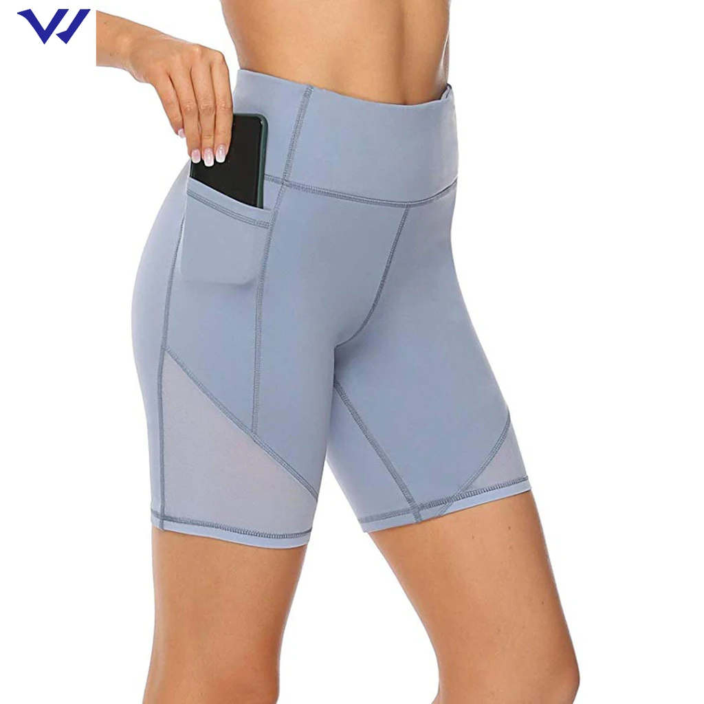 High Waist Running Gym Workout Spandex Athletic Booty Shorts Yoga Shorts With Pockets