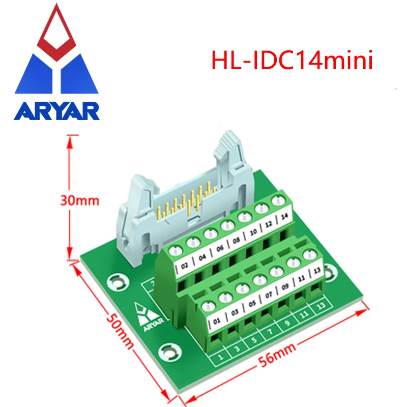 IDC14 Mini male terminal block breakout board  connector PLC relay adapter DIN Rail Mounting Breakout board