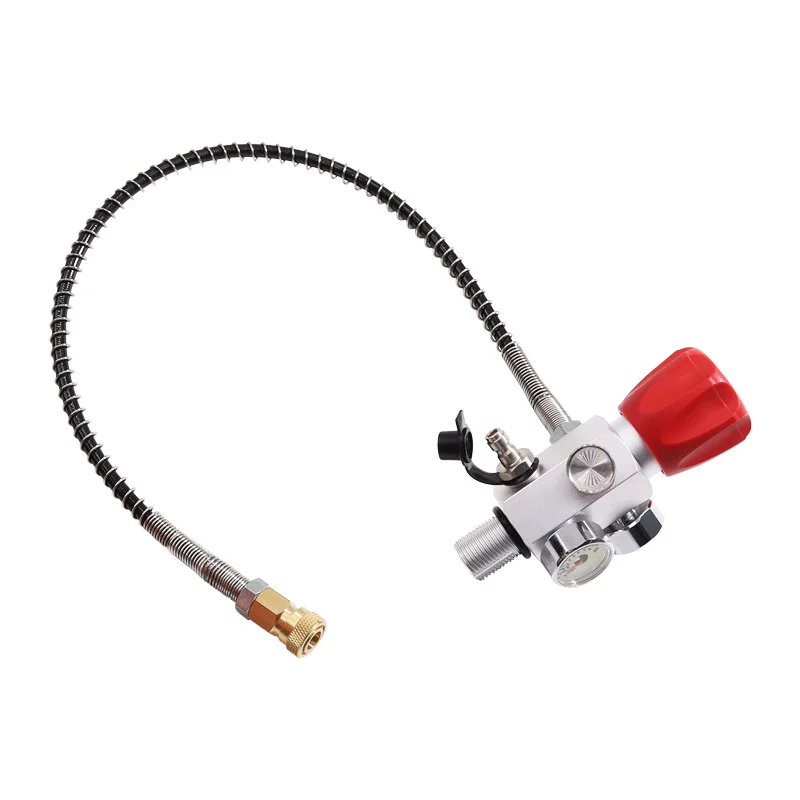 5/8-18UNF or M18*1.5 or 7/8-14UNF Paintball Fill Station Paintball Pcp air  Charging Valve Dual Gauge with 50cm Hose