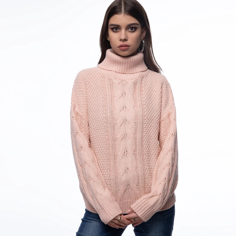Лидер продаж, женский шерстяной вязаный свитер с длинным рукавом и высоким воротником, женский свитер с логотипом на заказ