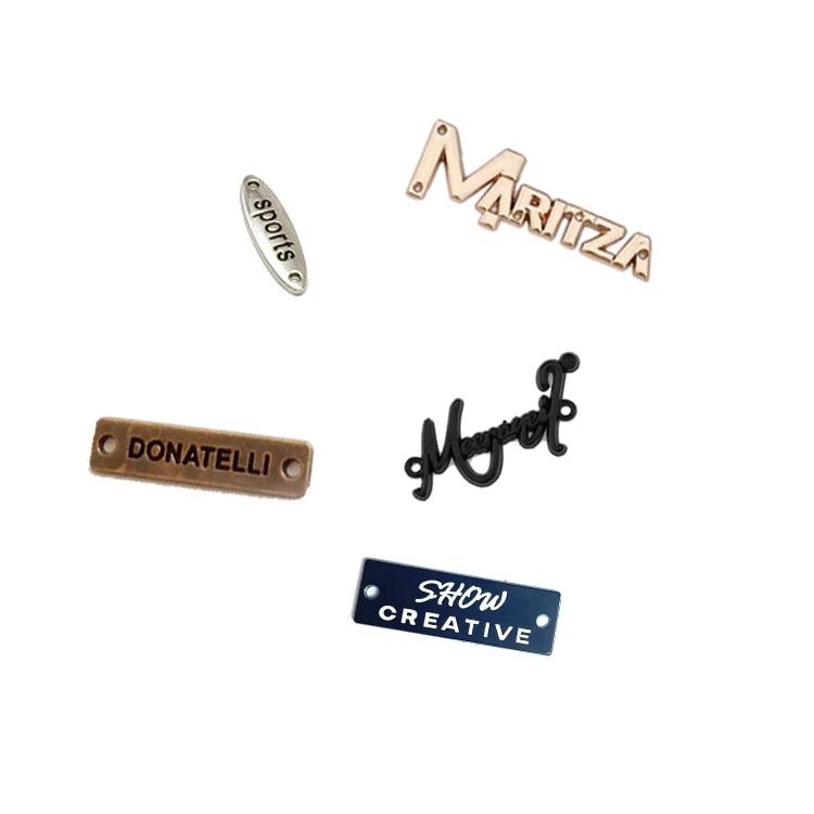 Customized fashion alloy brand logo metal embossed tag metal bag label for clothing or handbag