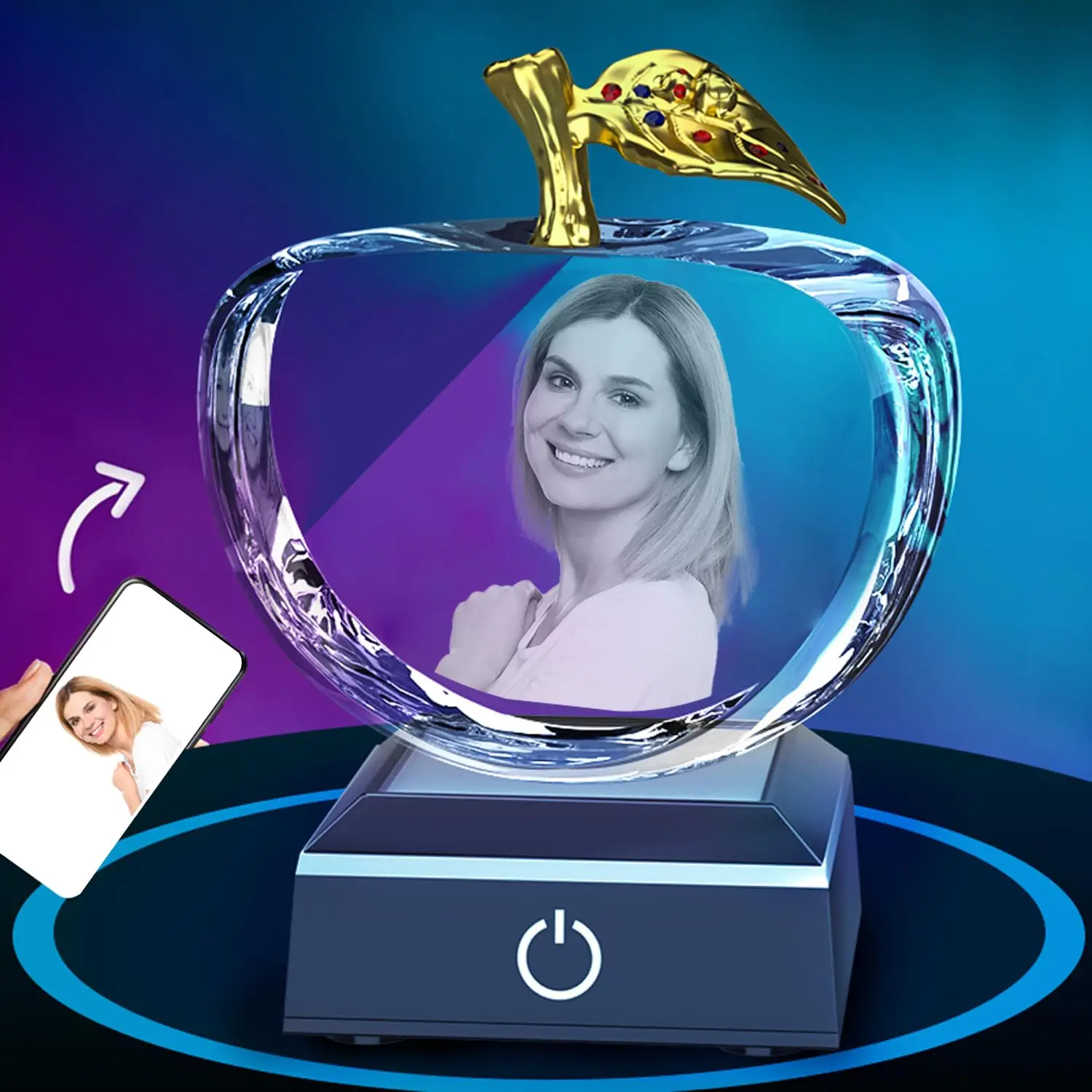 Source manufacturer customizes K9 crystal Photo engraved at bottom Great gift for family