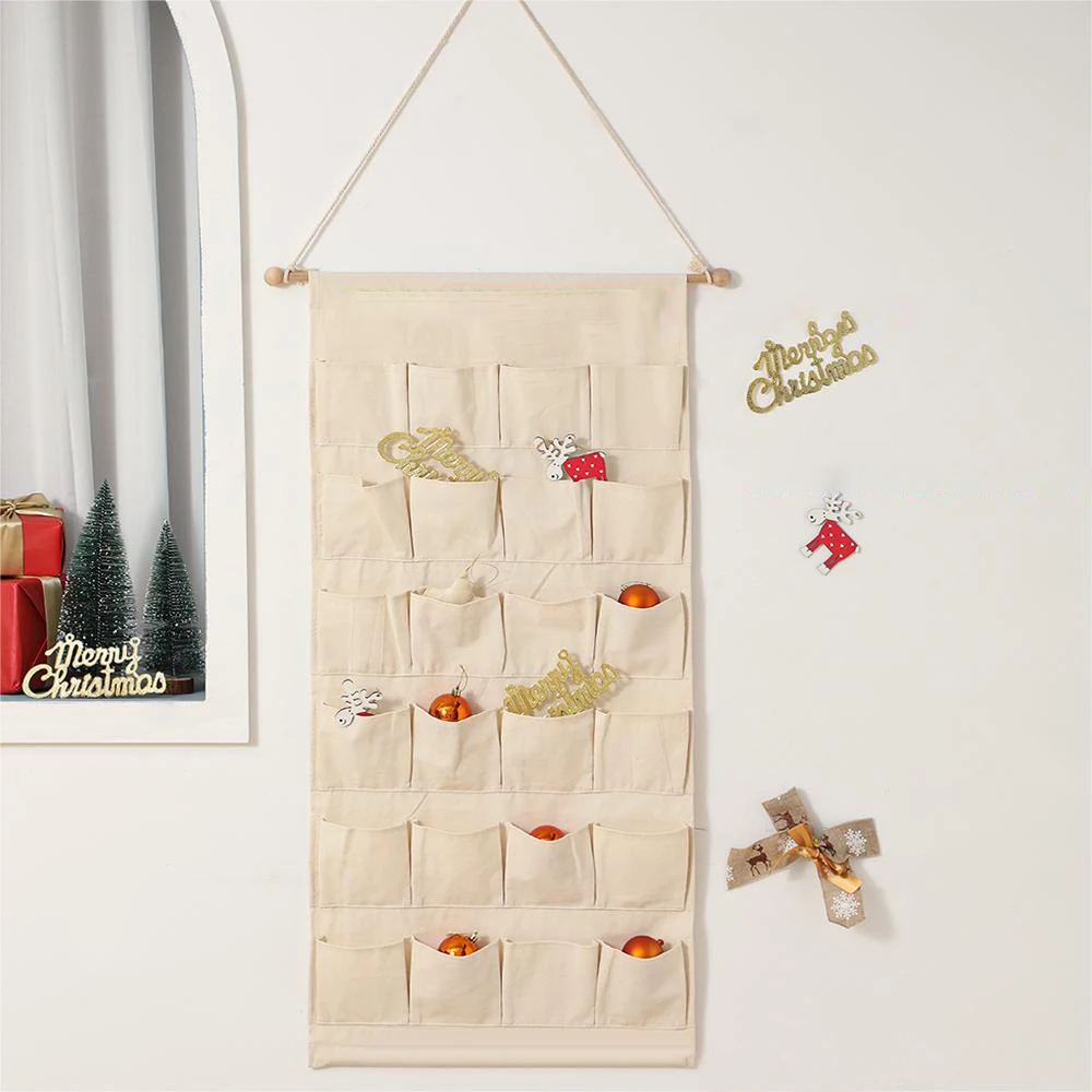 Wholesale Customization Fabric Christmas Ornaments Empty Hanging Countdown Calendars Large Wall Linen Christmas Advent Calendar
