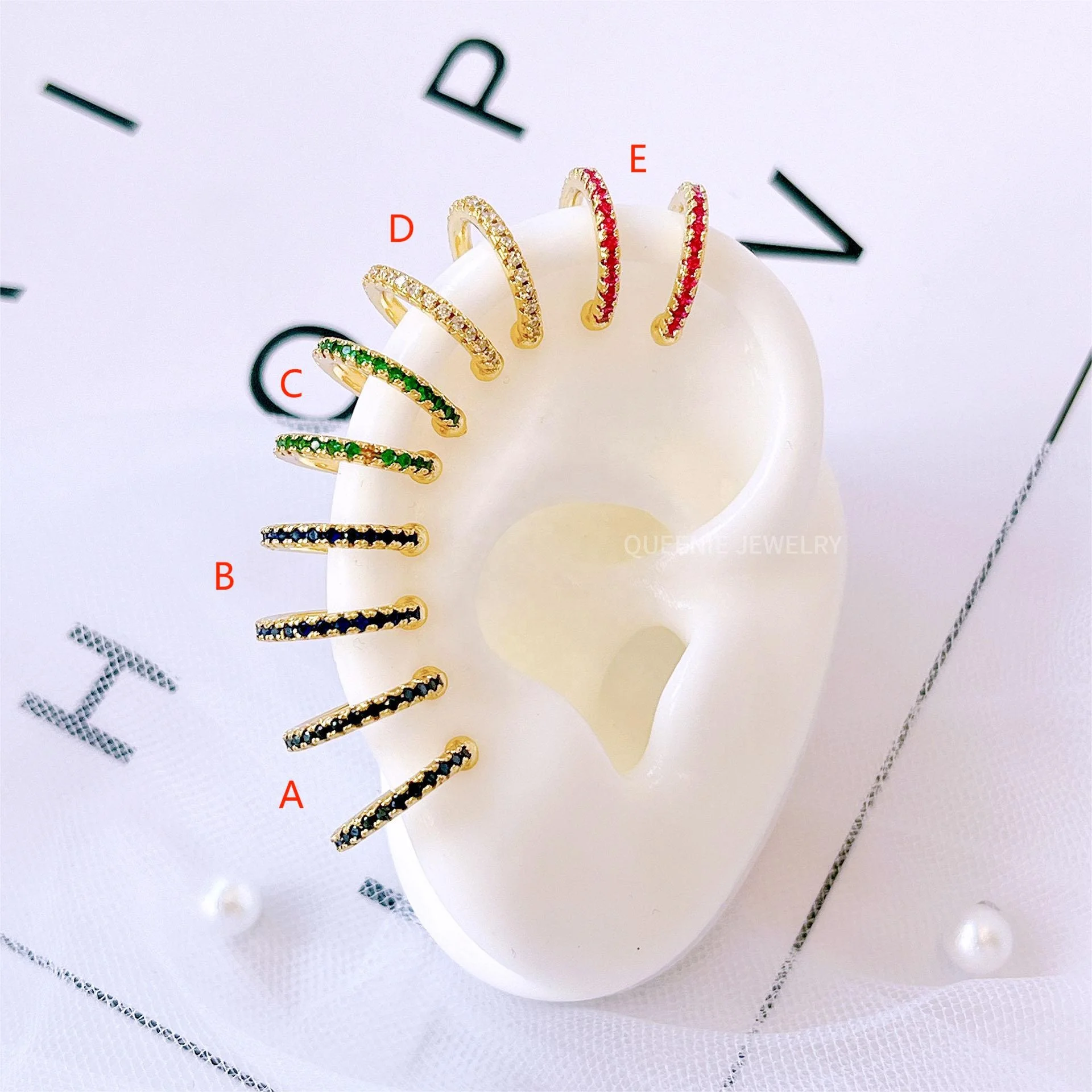 Hot Jewelry Accessory Simple Brass 18k Gold Plated watch strap Cubic Zircon Cuff Earrings For Men women