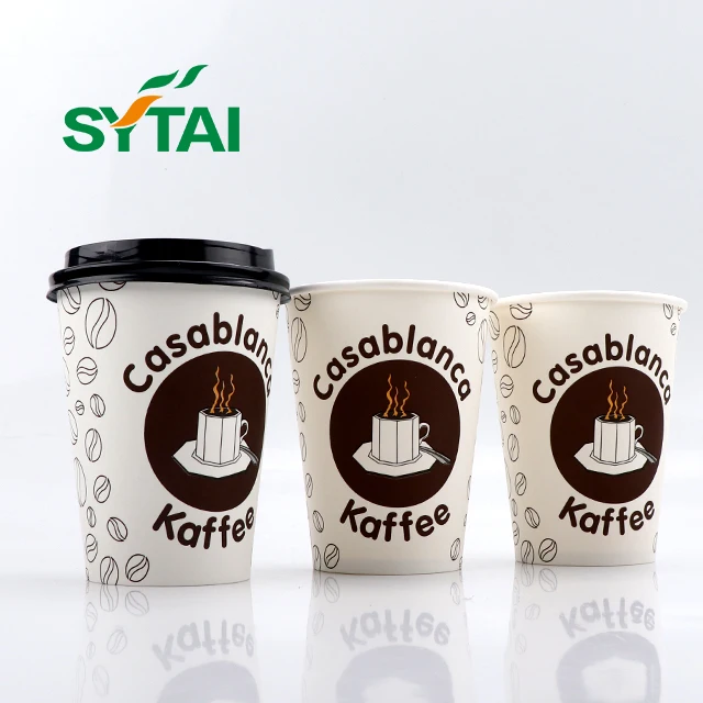8oz 12oz 20oz White Paper Coffee Cups Disposable Paper Coffee Cups Hot Drink Cups with Black Dome Lid