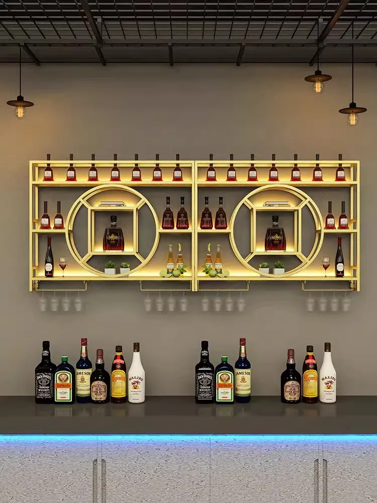 Restaurant Bar Decor Iron/Aluminium/ Stainless Steel Wine Shelves Display Shelf Wall Wine Rack