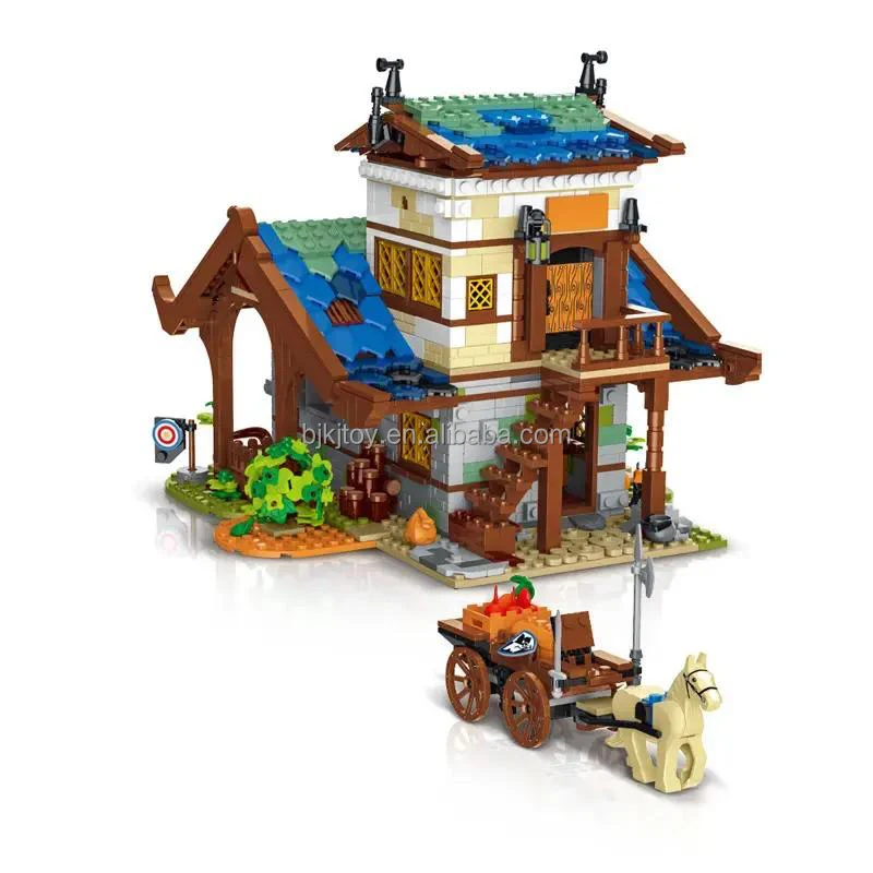 Urge 50102 1725pcs City Street View Medieval Town Barn Building Block Toys Diy Assembly Bricks Model For Kids