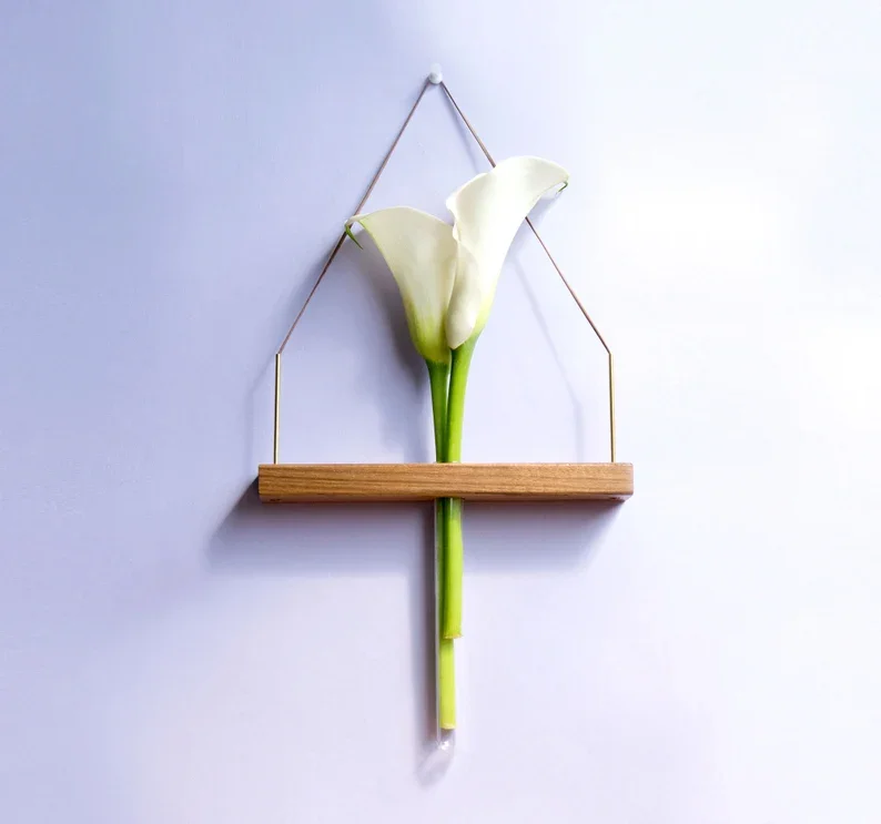 Handmade vase dried flowers Wall decor Wall art Wooden Hanging vase