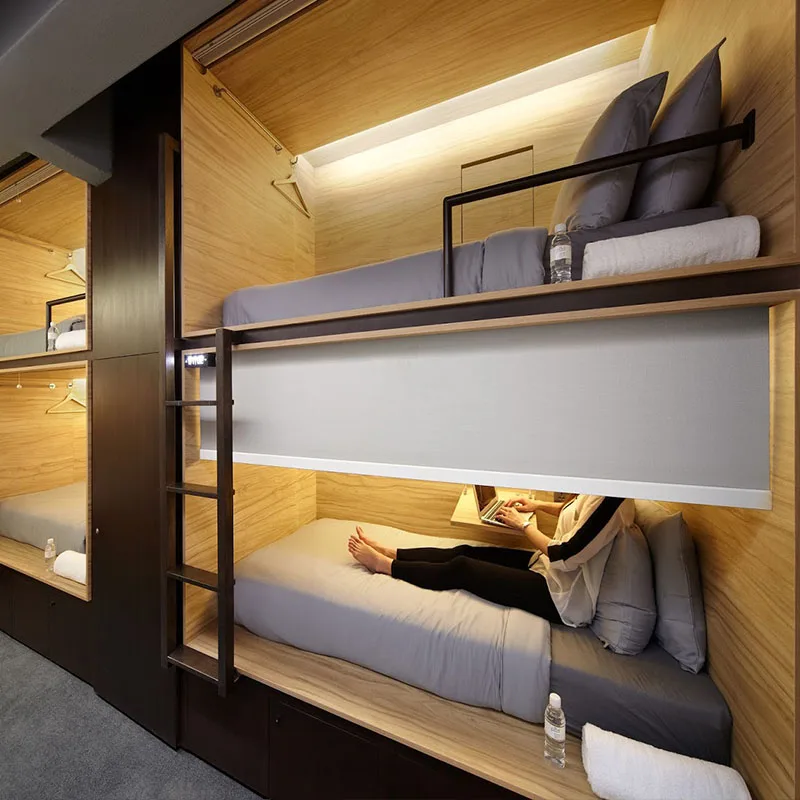 hotel furniture capsule bunk bed with curtain for hotel youth hostel