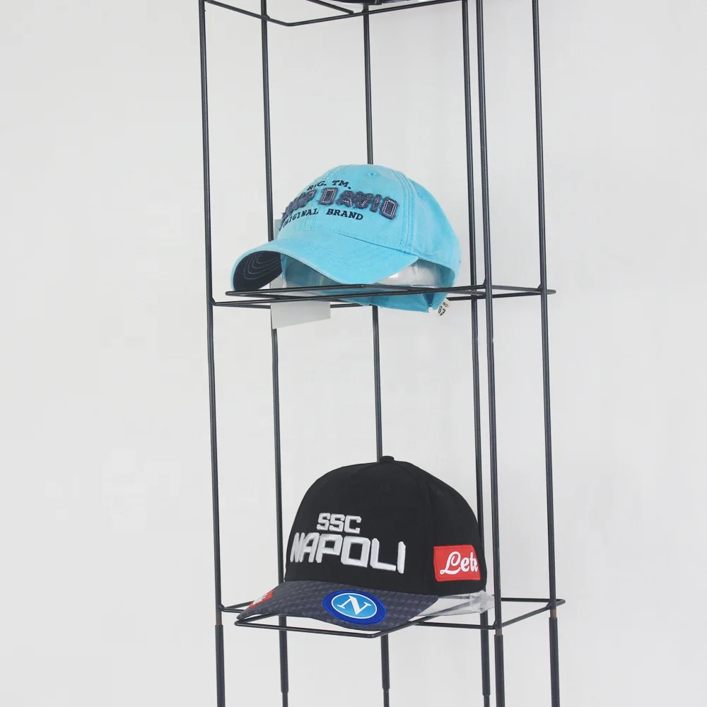 Custom Retail Store Golf Sun Baseball Trucker Cowboy Fitted Fedora Hats Caps Vertical Metal Wire Display Rack Stand Holder