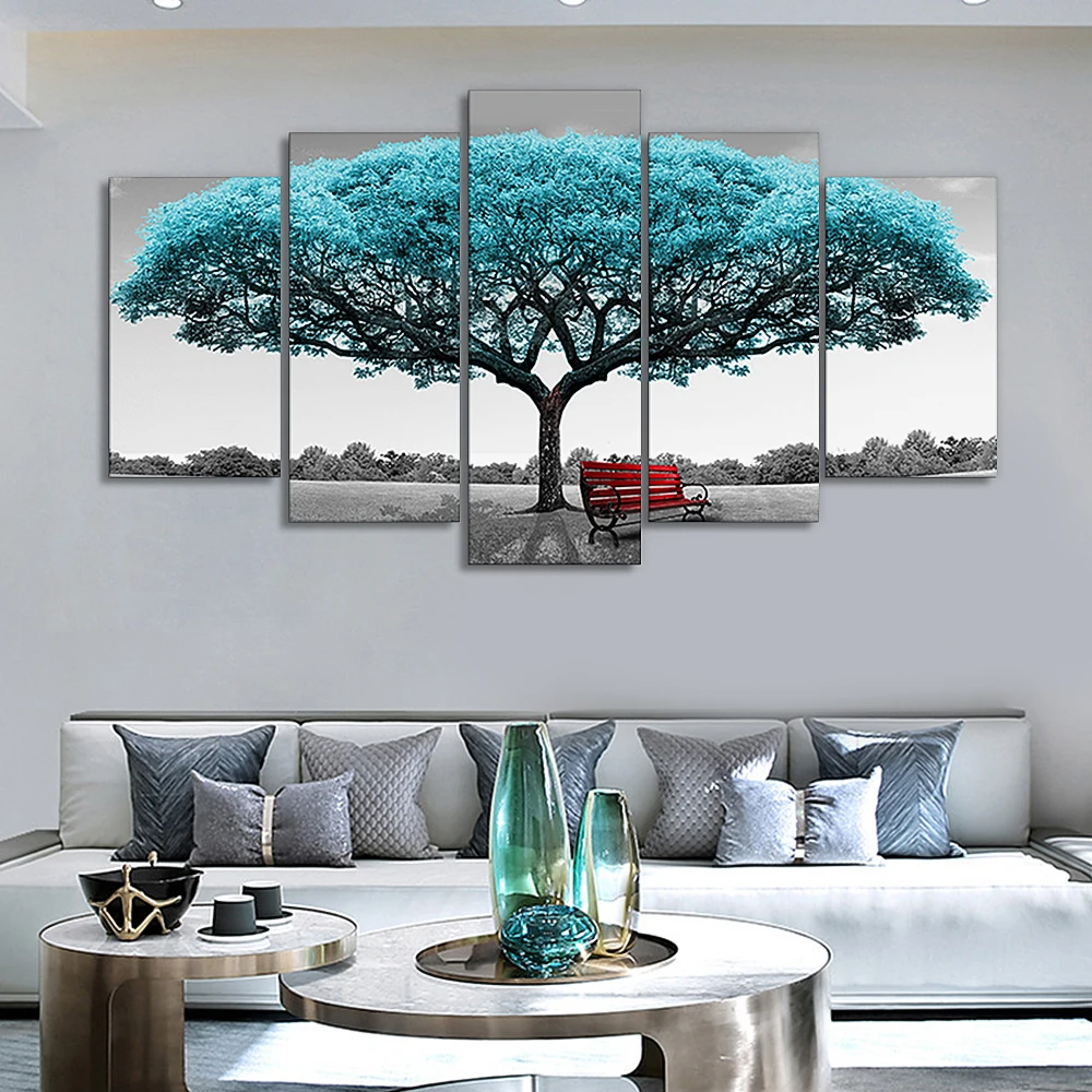 Modern 5 PCS Canvas Landscape trees Painting canvas Wall Art For Home Decoration