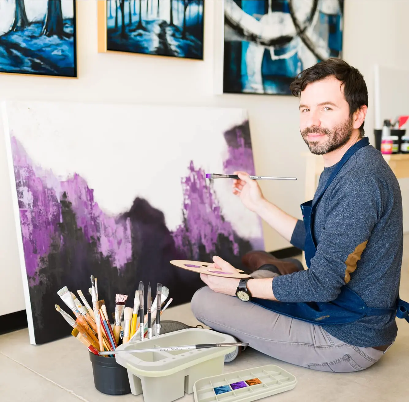 Brush Cleaner Washer Multifunction Plastic with Holder Watercolor Palette Paint Brush washer For Acrylic Watercolor paint