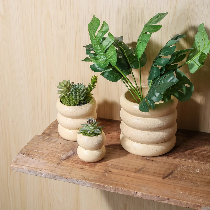 Wholesale Succulent Garden Ceramic Matte flower pot Modern Set 3 Planter for Home Floor Decor