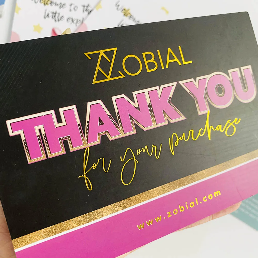 Luxury Custom Design Thank you cards Full Color Printing Raised embossed Cards for Promotion UV Spot