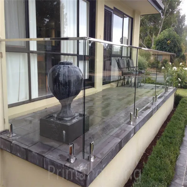 Prima  Modern Glass Railing Solution With Faucet Clamp Precision Cast Stainless Steel Side Mounted for Deck Edges