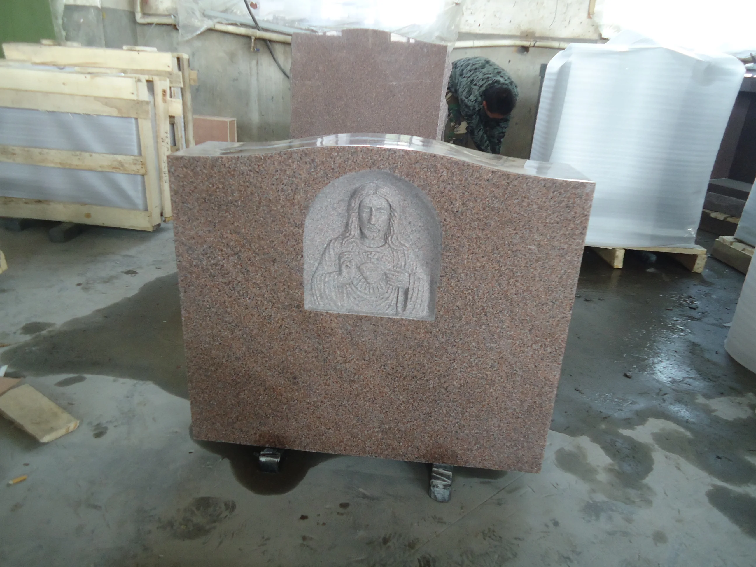 Angel Headstone Monument Customized European Granite Monument Black Granite Tombstone